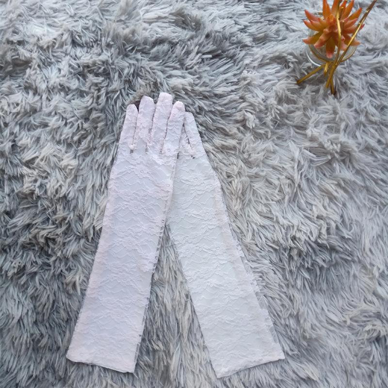 Medium And Long Lace Summer Sunscreen Gloves, Chrysanthemum Ceremonial Jewelry Wedding Gloves