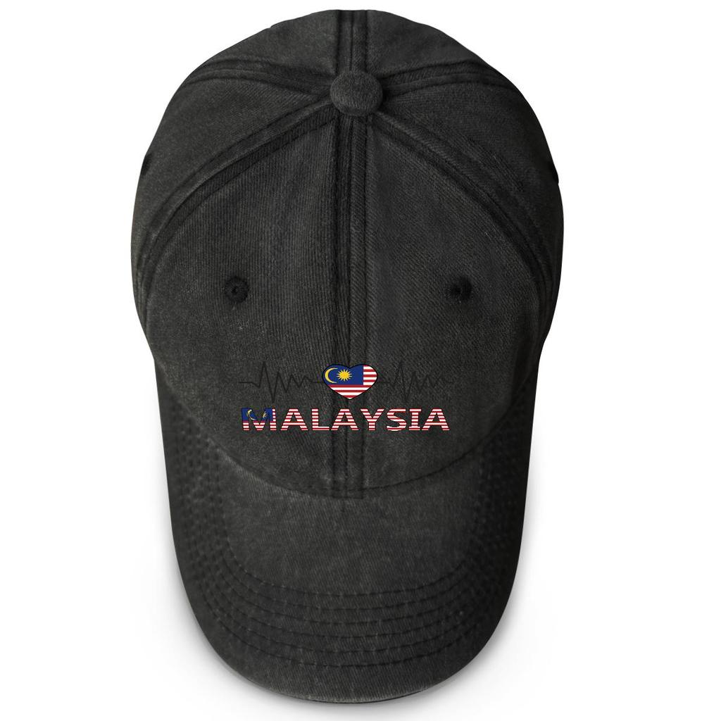 Heart Wave Malaysia Flag Print Snapback Baseball Cap, Patriotic Trucker Hat Headwear Vintage-Inspired Adjustable Strap Stylish Adjustable Baseball Hat