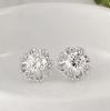 Womens Korean Fashion Elegant 925 Silver Plated Vintage Mini Simple Anti-allergy Zircon Crystal Hollow Out Flower Ear Studs Earrings Jewelry Love Gift