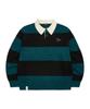 MARK GONZALES Angel Wappen Striped Polo Knit - D/Green