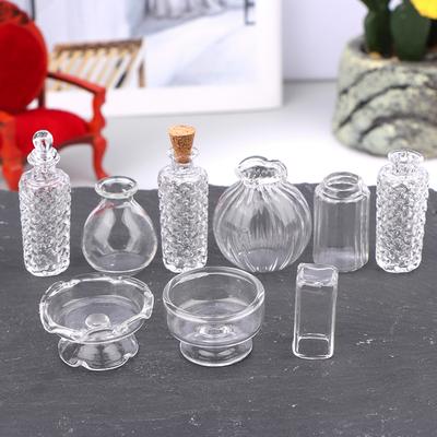 1:12 Casa de bonecas miniatura vaso de vidro sobremesa copo garrafa de vinho garrafa de desejos com rolha decoração para casa brinquedo casa de boneca acessórios