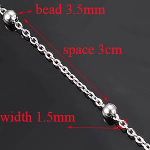 Wholesale 10pcs/lot Width 1.5mm 2mm Tiny Beaded Chain Stainless Steel Link Chain for Necklaces Bracelets Foot Jewelry
