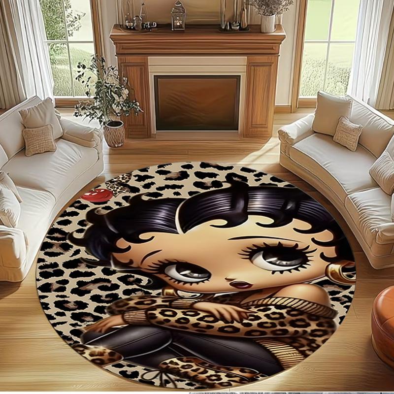 Betty Boop Print Round Rug, Washable Floor Carpet, For Entryway Dorm Laundry Room Office Study, Home Decor Birthday Christmas Gift