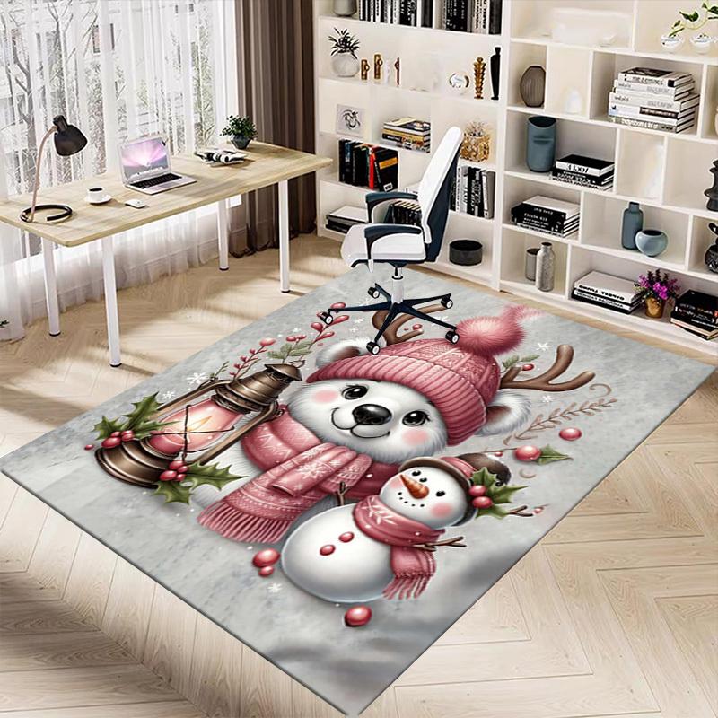 1PC Polar Bear, Snowman Extra Large Non Slip Floor Carpet, Office, Family, Studio   Large Area Rug Indoor Rugs, Bold Statement Piece