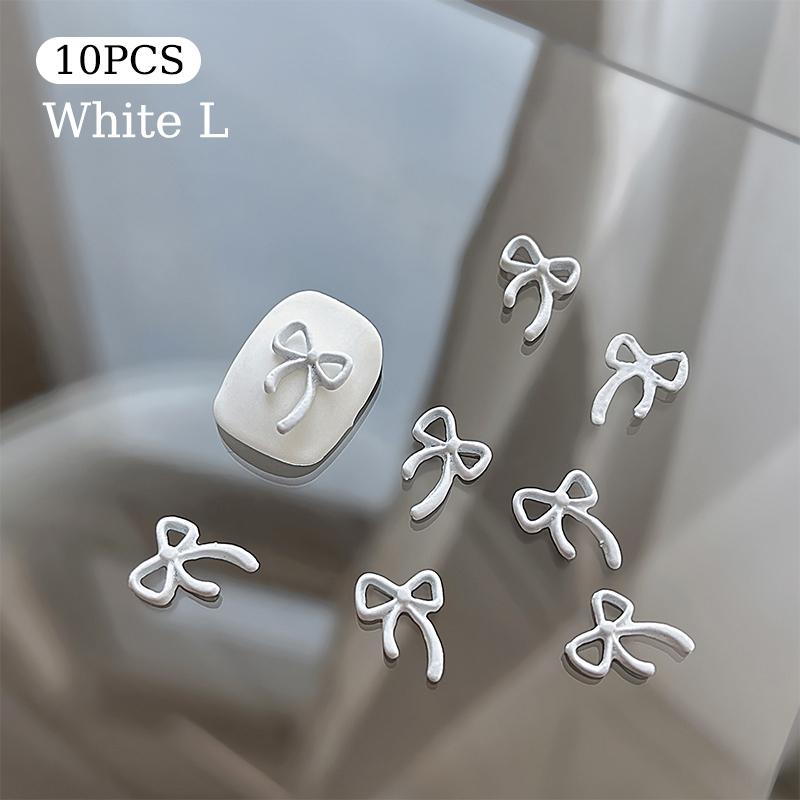 10Pcs Kawaii Bowknot Metal Gold Silver Nail Charms 3D Alloy Bow Tie Jewelry Nail  Decoration Manicure Accessories