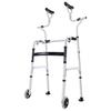 Aluminum Alloy Folding Walker with Wheels, Underarm Crutches, and Seat Cushion for Elderly Rehabilitation.