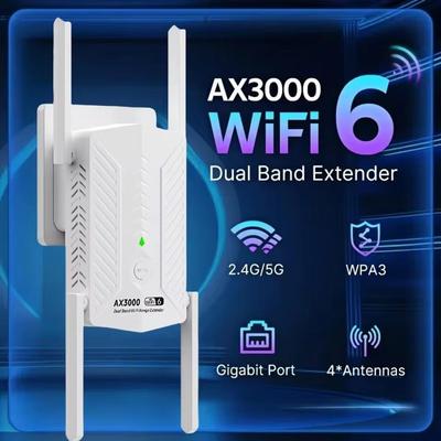 3000Mbps Bezprzewodowy Repeater WiFi Wzmacniacz Sygnału Wi-fi 6 Dwuzakresowy 2.4/5Ghz Ekstender WiFi Router Wzmacniacz Dalekiego Zasięgu Do Domu Biura