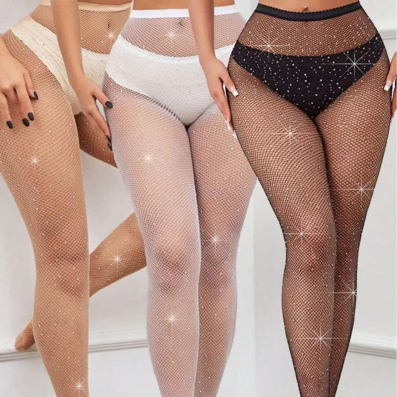 Full Diamond Fishnet Stockings High Waist Rhinestone Fishnet Pants Large Medium Small Shiny Fishnet Stockings Pantyhose