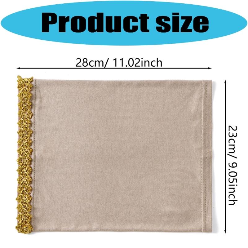 Elegant Lace Trim Hijab Cap Easy To Wear Stretchy Turban Hat For Islamic Women Formal Casual Religious Event Gathering