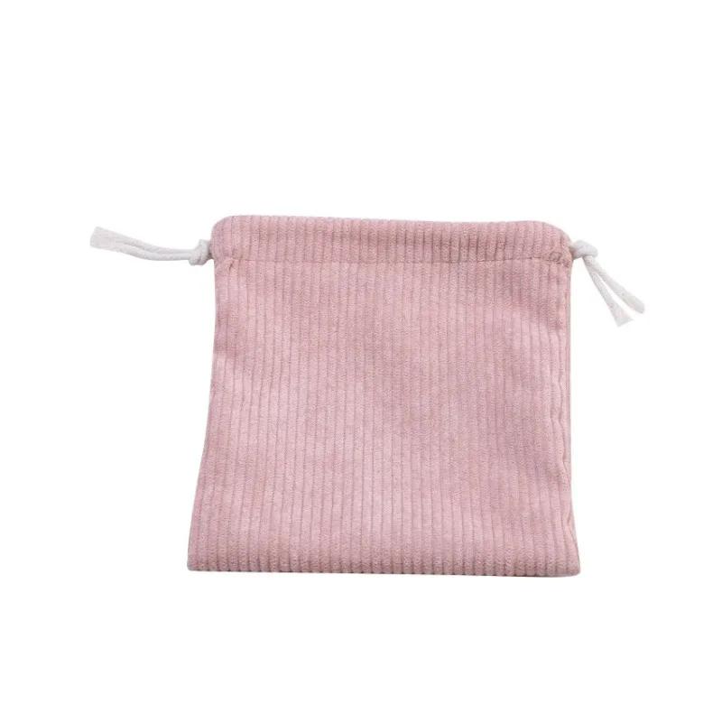 Women's Outdoor Travel Solid Color Portable Headphones Data Cable Drawstring Storage Bag Pocket Cosmetic Bag
