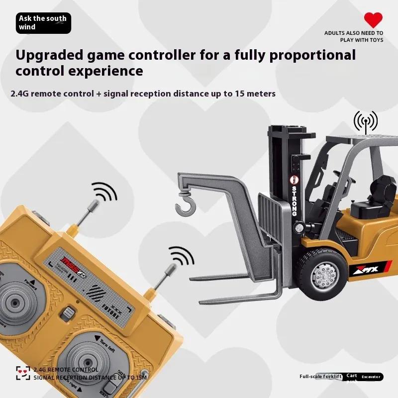 Desktop Series1:64 Mini Remote Control Engineering Vehicle Series Full Scale Excavator Dump Truck Forklift Remote Control Toy