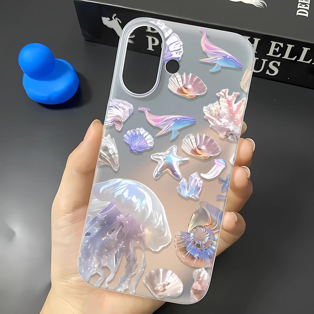 Phone Case For Iphone 15 Plus 17 Air 16 13 14 12 11 Pro Max Precise Cut Funda Colorful Shell Jellyfish Scratch Resistant Cover