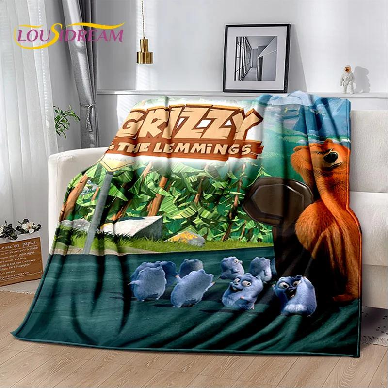 Cartoon Grizzy and The Lemmings Soft Flannel Blanket for Beds Bedroom Sofa Picnic,Throw Blanket for Cover Outdoors Leisure Gift