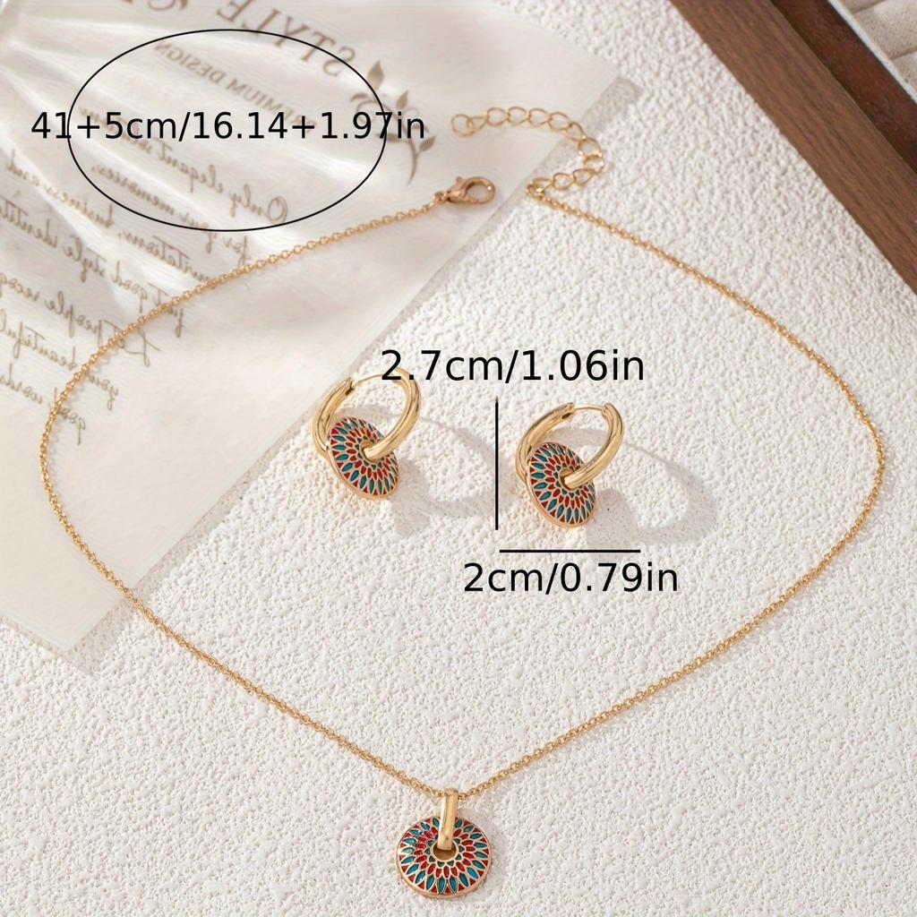 Fashionable and elegant hand-painted floral pattern simple and exquisite design women's jewelry set