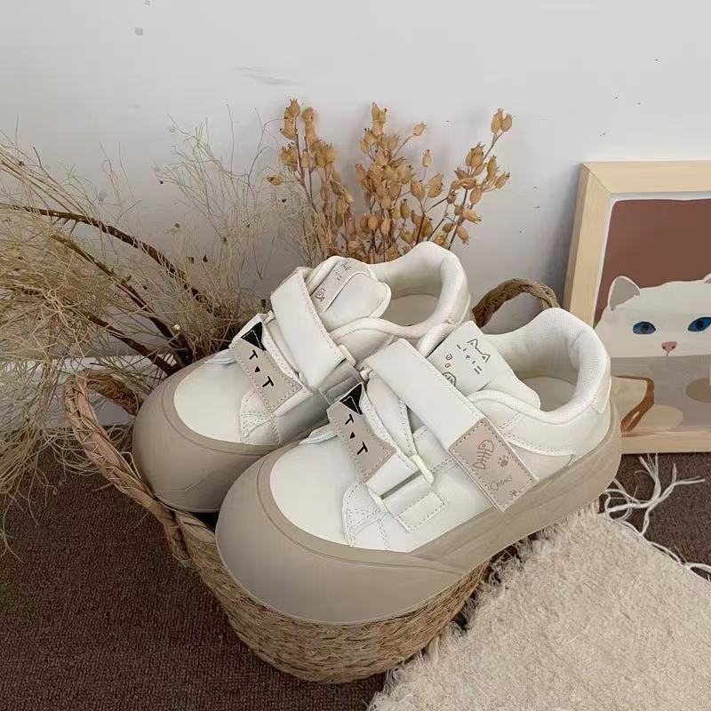 

Velcro board shoes women s spring new ugly cute big head student sports platform casual shoes size 35 бежевый