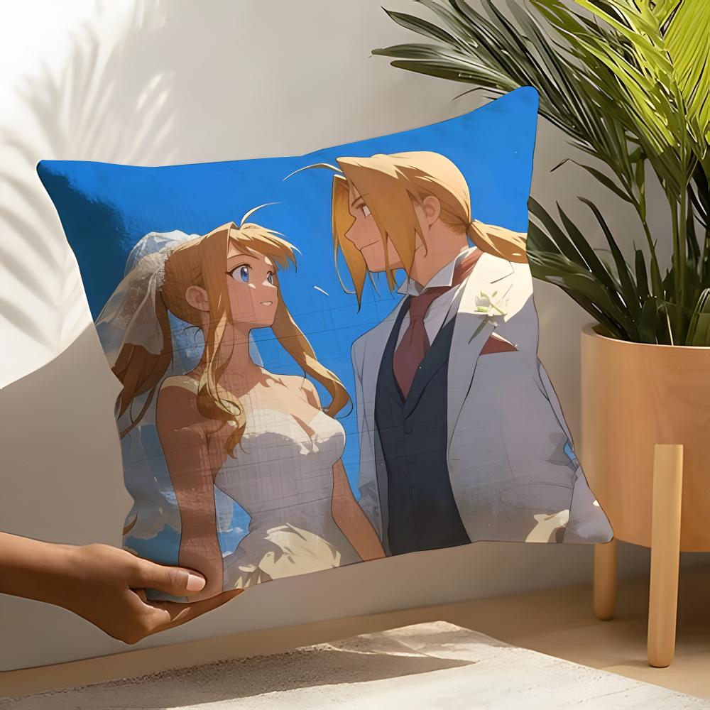 Fafullmetal Alchemist Brotherhood Pillow Case Linen Cushion Covers For Decorative Sofa Home Pillows Case Car Chair Pillows Cases