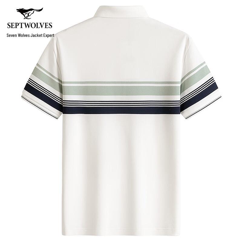 Septwolves Men's 7A Antibacterial Cooling Striped Polo T-Shirt