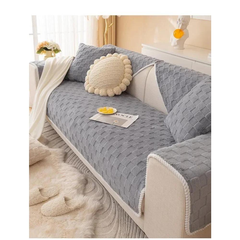 Cream Style Sofa Cushion Simple Fashionable Straight Row Sofa Cover Cloth Towel Nordic Plush Thickened Anti Slip Seat Cushion