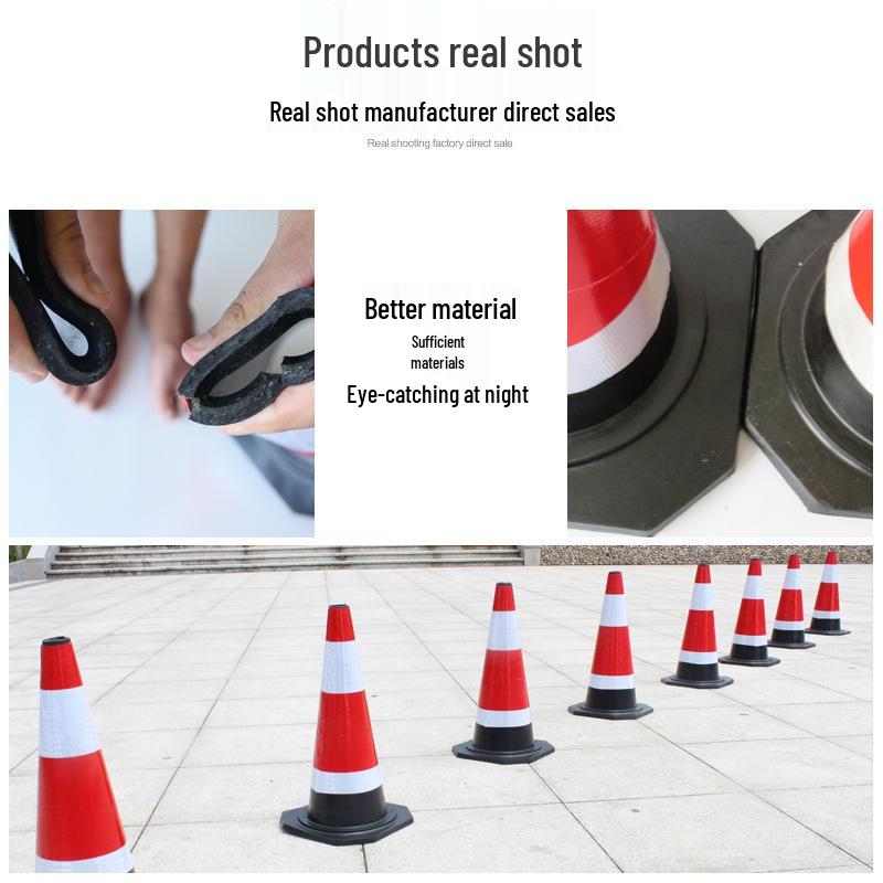 70cm Reflective Rubber Safety Cone - High-Speed Traffic Warning & Isolation Barrier