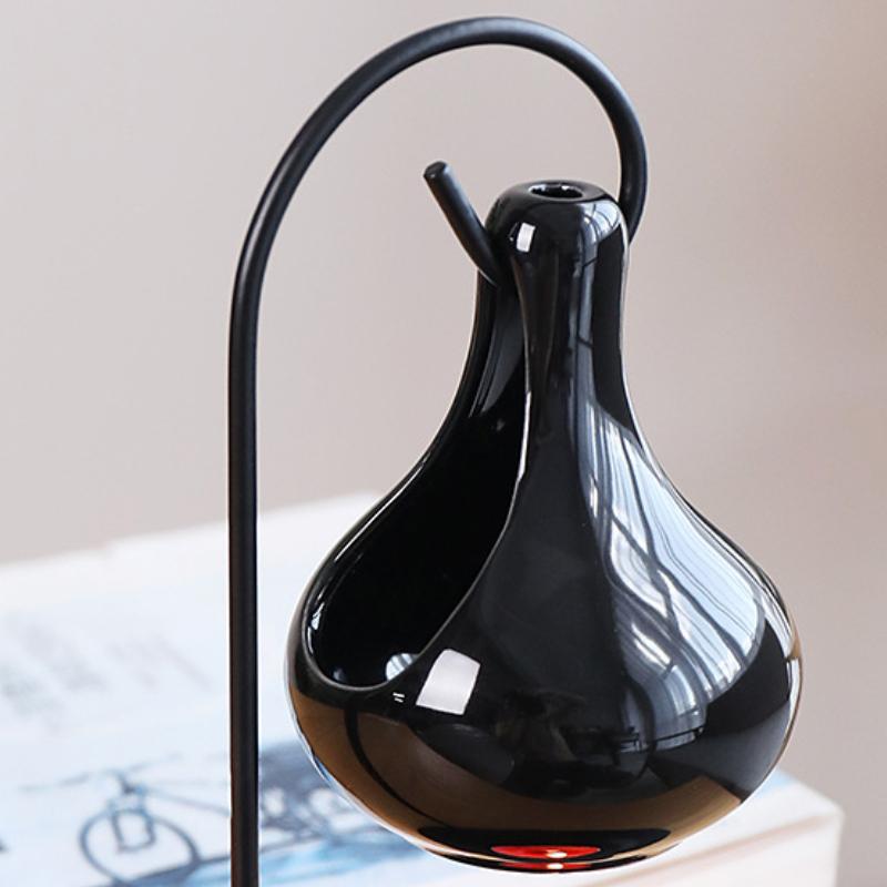 Hanging Stove Aromatherapy Black Candles Ceramic Incense Holder Tea Light Wax Melt Burner Iron Essential Oil Tealight Warmer