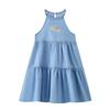 PawinPaw Girls' Cartoon Bear A-Line Denim Dress