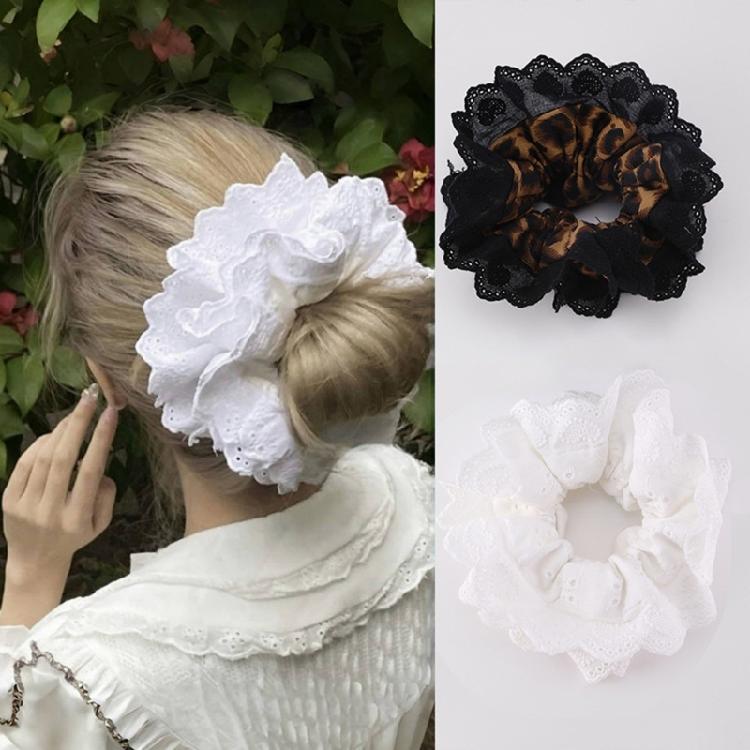 Lacy Hair Tie Elastic Scrunchies French Hair Rings for Elegant Updos Suitable for Long Hair