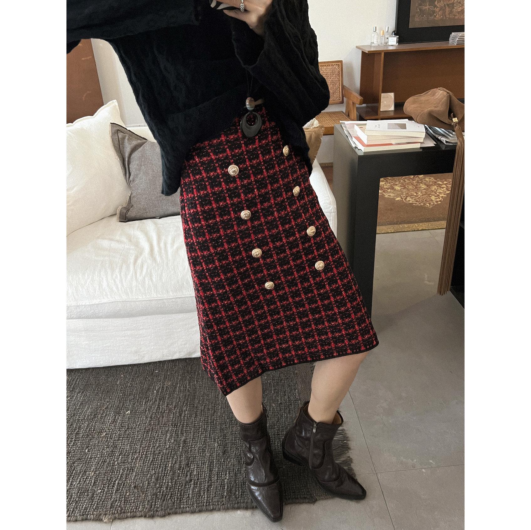 

Clearance: No Returns Gold Thread Women s High-Waisted Wool Knit A-line Skirt One Size