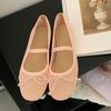 Fashion Pink Fashion Mesh Breathable Ladies Flats Mary Janes Shoes Female Shallow Footwear Butterfly-Knot Women Ballet Flats Shoes