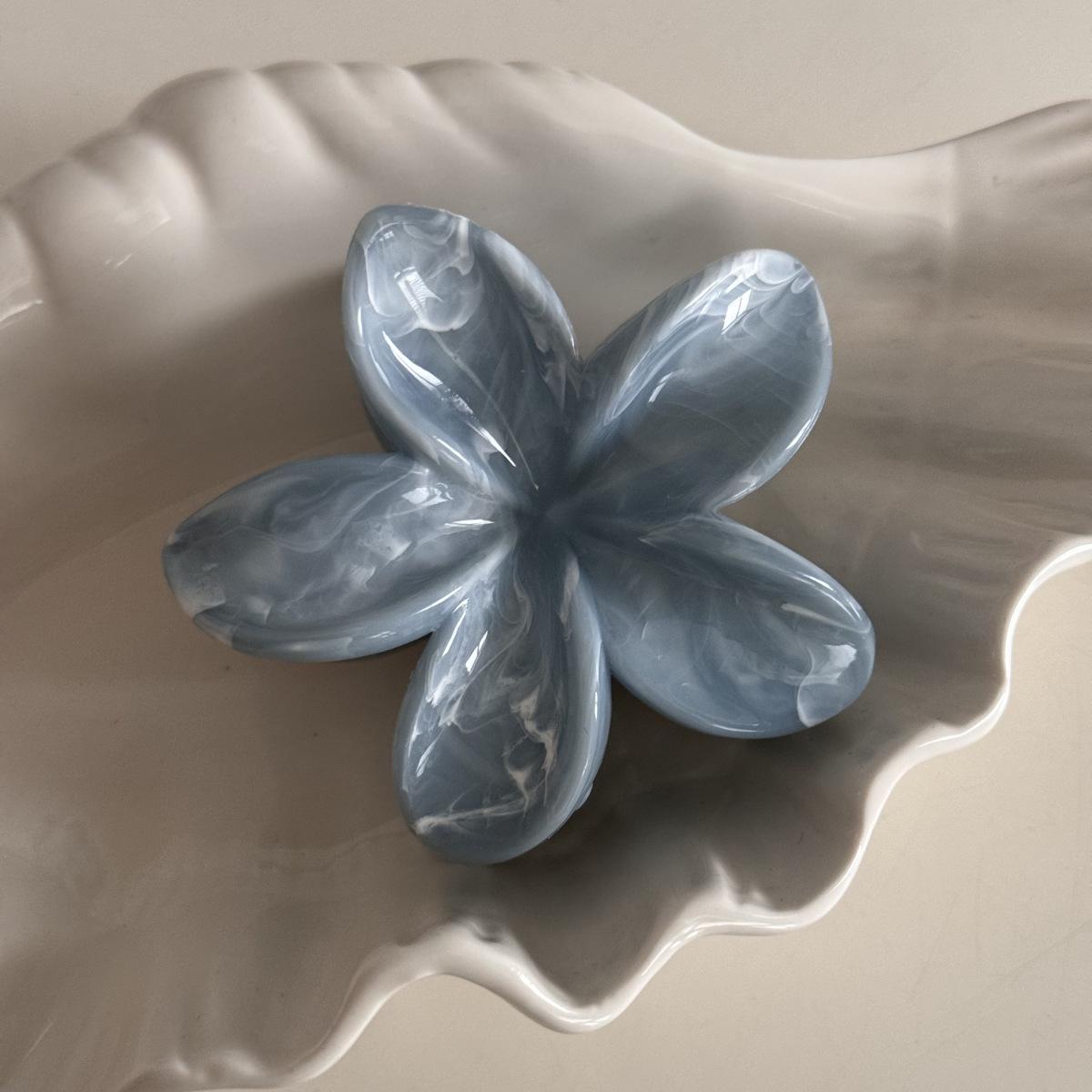 Summer Ice Plumeria Pink-Green Marble Hair Claw Clip