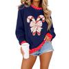 Women's Christmas Sweatshirt Casual Letter Polka Dot Color Block Pullover for Holiday