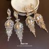 Silver Needle Diamond Droplet Pendant Earrings European and American Personality Design Sense Fashion Delicate Earrings Light Luxury Premium Earrings