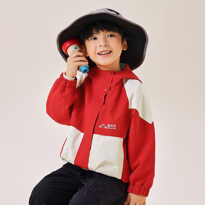 

B.DUCK Boys Hooded Windbreaker - 2025 Autumn Edition, Wear-Resistant, Fashionable Outdoor Jacket for Older Children 150 cm