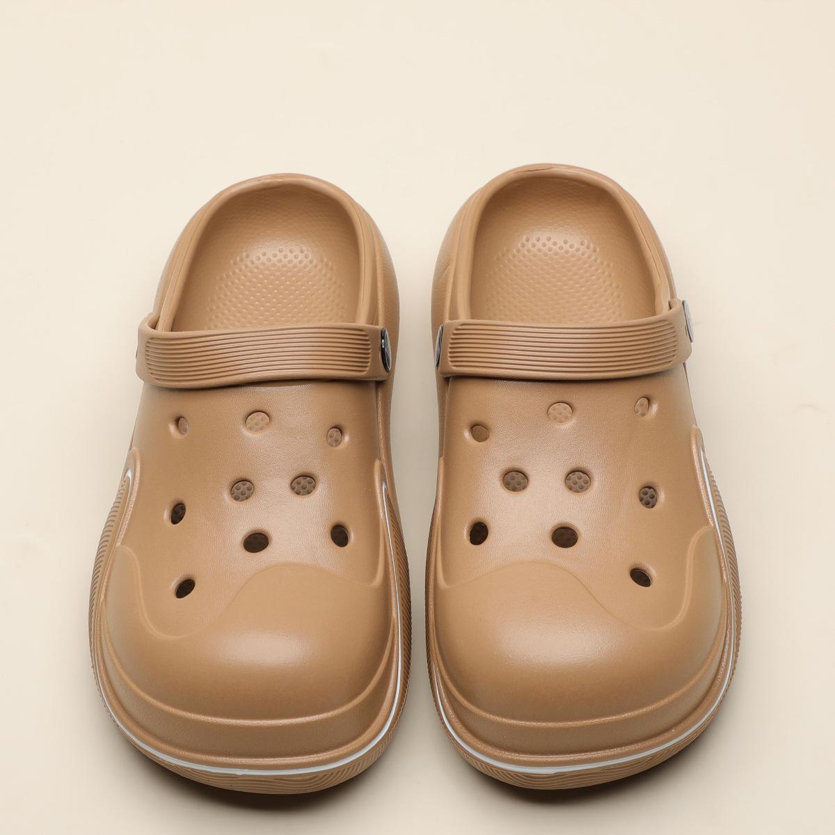 

Пара обуви с отверстиями, новая летняя обувь, сандалии для пляжа у моря, уличные дышащие нескользящие шлепанцы с закрытым носком для женщин 44/45 хаки