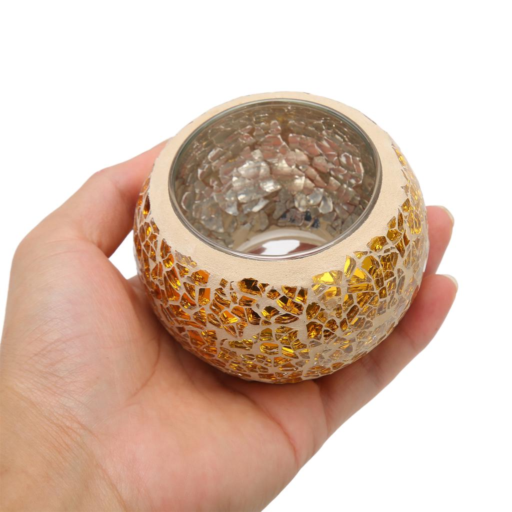Mosaic Candle Holder Glass Candle Holder Gold Romantic Ambience Practical Beautiful Exquisite for Dining Table Decoration