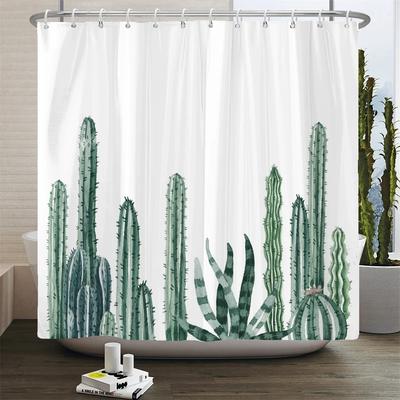 Rideaux de douche cactus Rideaux de douche en tissu polyester imperméable Plantes tropicales Rideau d'écran de salle de bain Décoration intérieure 180X180cm