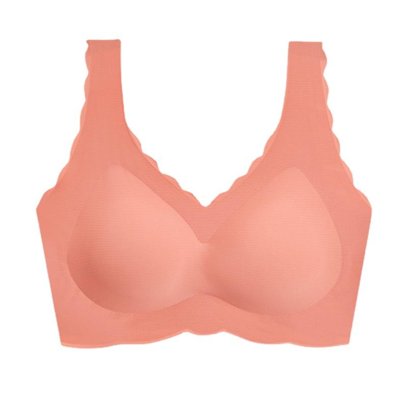 Wave Pattern U-shaped One Piece Underwear for Women Gathered with Jelly Glue Seamless Back and Steel Ring Bra