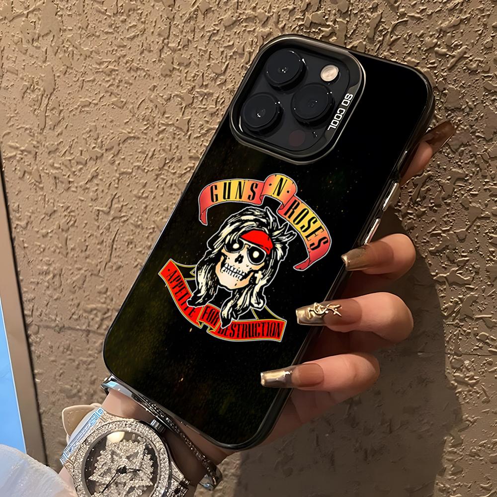 Band G-Guns N Roses Phone Case For 17 Pro Max IPhone 16 Pro Max 15 14 Plus 12 13 X XS Max 11 Colorful Silver Cover