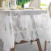 1PCS   Lace Embroidered Floral Pattern Ruffled Tablecloth for Elegant Dining & Home Decoration