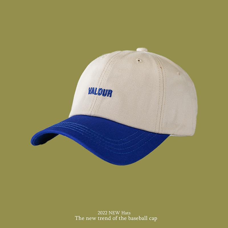 New Style Soft Top Letter Embroidery Female Baseball Cap with Big Brim and Male Sun Visor Color Block Baseball Cap