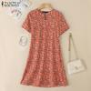 ZANZEA Women V-Neck Summer Casual Short Sleeve Floral Dress