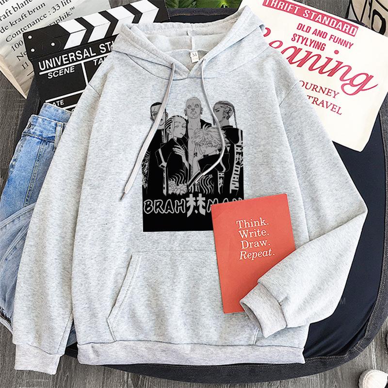 Japanese Anime Tokyo Revengers Hooded Pullovers Manga Cartoon BRAHMAN Senju Kawaragi And Imaushi Wakasa Loose Casual Sweatshirts