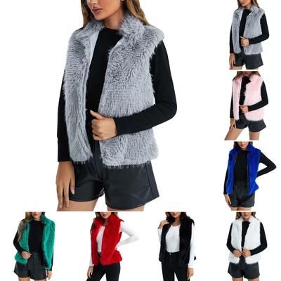 Ärmelloser warmer Cardigan-Mantel aus Plüsch für Damen im Herbst und Winter