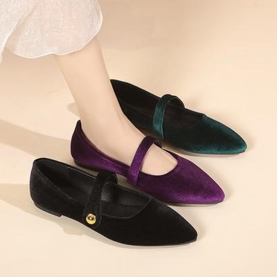 Frühling neue Retro Doudou Schuhe Wildleder Wort mit Mary Jane niedrigem Absatz einzelne Schuhe Frauen