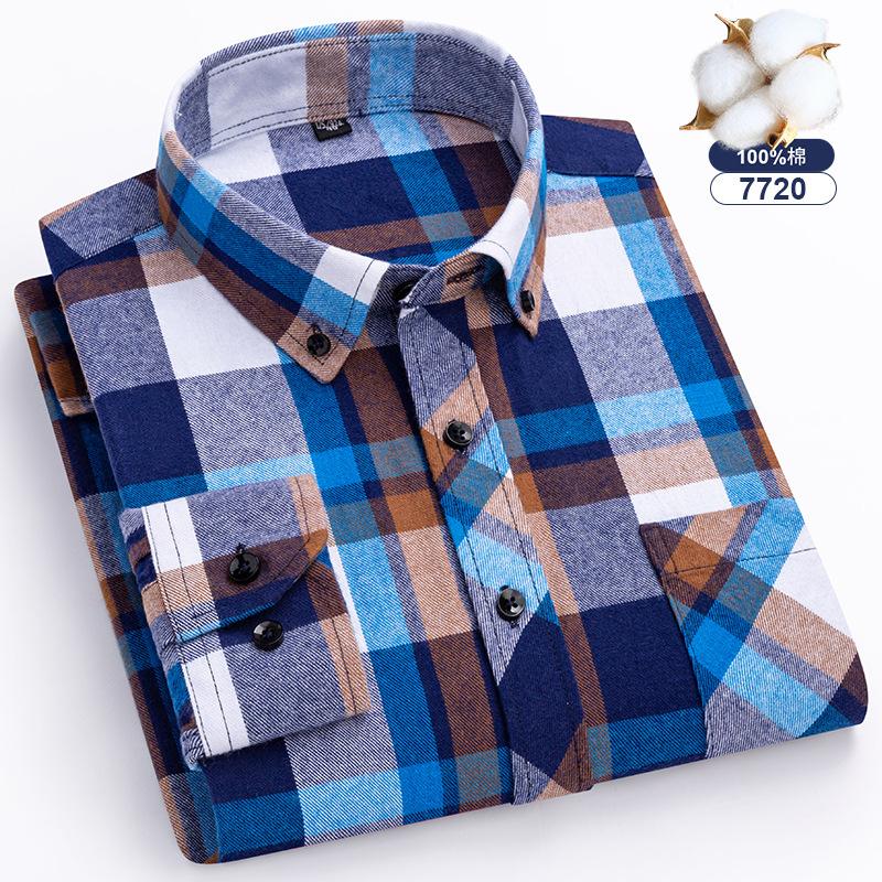 Plus Oversize 8xl Men's Flannel Shirts Men Long Sleeve Casual Comfortable Men's Plaid Shirt 100 Cotton Big Size Single Pocket