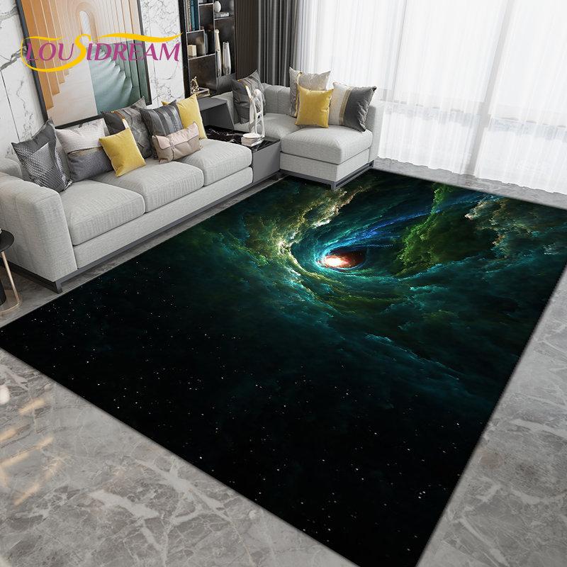 Galaxy Universe Space Stars Earth Area Rug Large,Carpet Rug for Living Room Bedroom Sofa Doormat Decoration,Non-slip Floor Mat