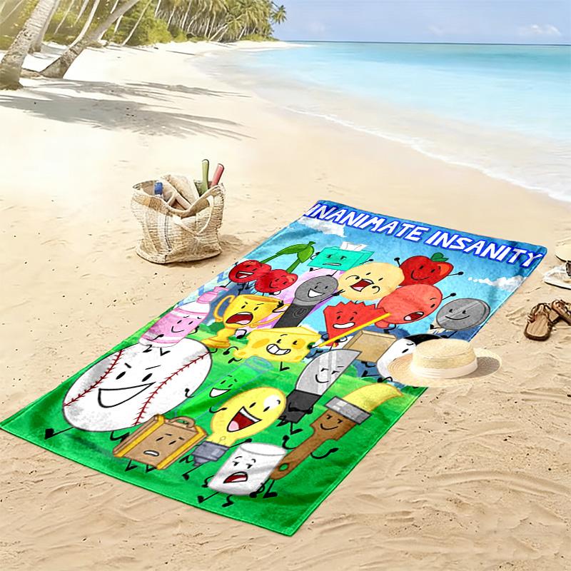 Inanimate-inspired wacky 2D Flat Print Beach Towel, Large Soft Quick Dry Towel for Beach Camping SwimmingXSTJ0915525