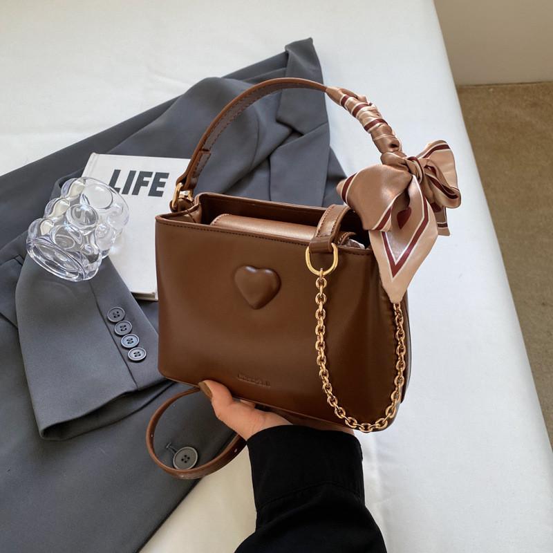 Korean Retro Fashion Bag Women 2023 New Autumn Winter Simple Handbag High-end Small Crowd Shoulder Bag кофейный
