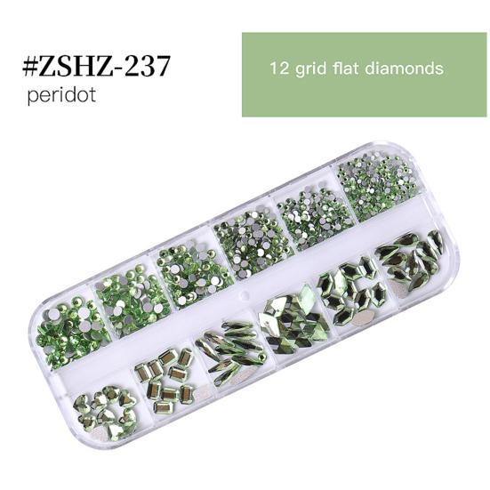 1 Set 12 Grids Nail Assorted Shape Glass Art Rhinestone Kit Flatback Rhinestone DIY Nail Design