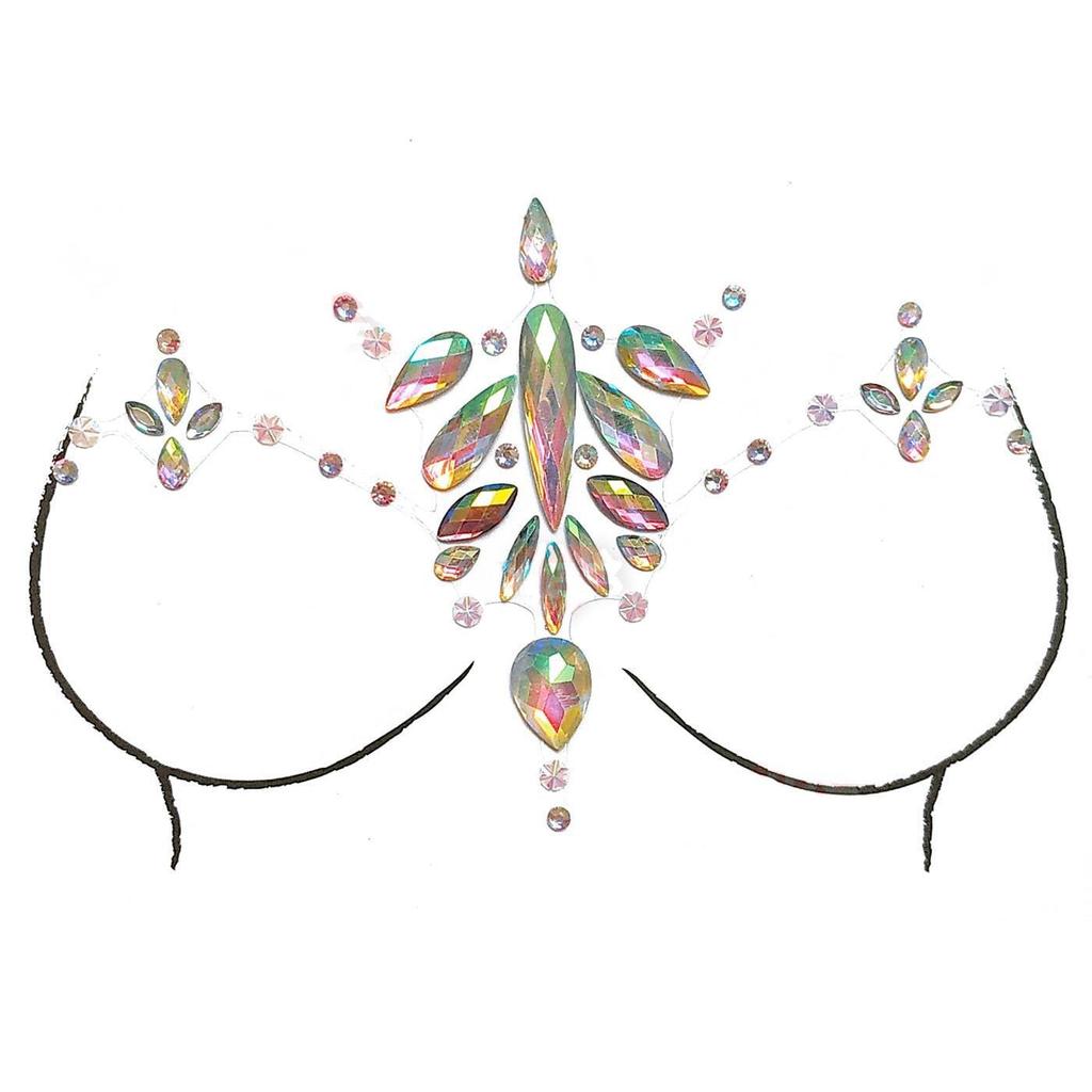 3D Crystal Chest Jewels Temporary Tattoo Sticker Rhinestone Flash Tattoos Adhesive Face Jewel Gem Body Paint Sticker for Party