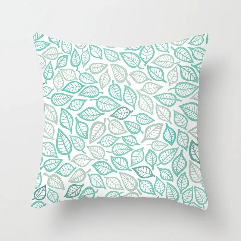 Mint Green Series Cushion Cover Home Living Room Sofa Decoration Geometric Print Pattern Square Pillowcase Bedroom Room